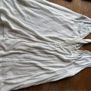 American Eagle Outfitters Cream Lace-Trim Ribbed Sleep Camisole